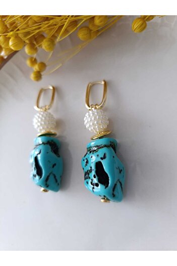 İPAR AKSESUAR Turquoise Unregular Incent Major Earrings