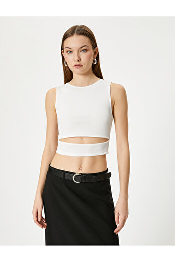 Koton Pencere Detaylı Kısa Atlet Slim Fit Bisiklet Yaka