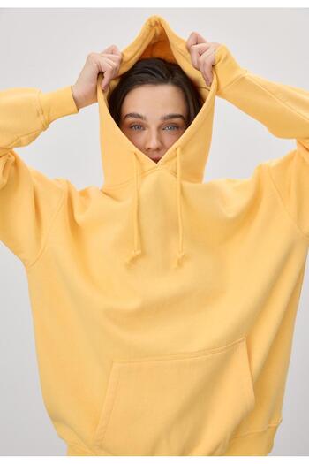 TUBİA Γυναικείο φούτερ με κίτρινη κουκούλα Oversize