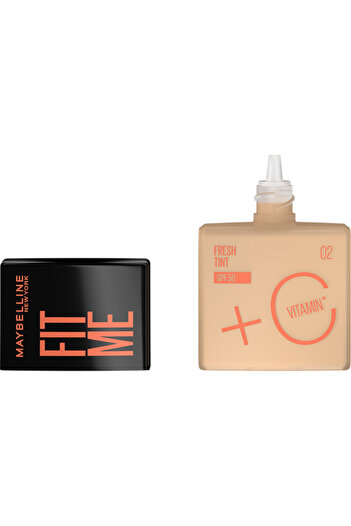 Maybelline New York كريم أساس Fit Me Fresh Tint SPF 50 مع فيتامين C المفتح، 02