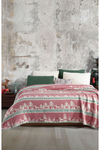 destinyhometex New Year Patterned 6 Layers Muslin Fringeless 170X230 Quilt