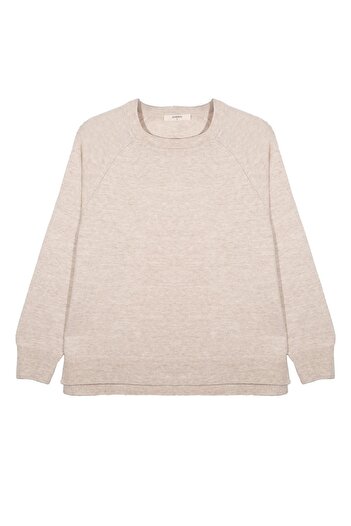 SHERIN Light Beige Crew Neck Sweater