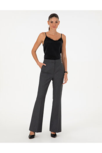 Pierre Cardin Antrasit Flare Fit Yün Kumaş Pantolon 50294190-VR006