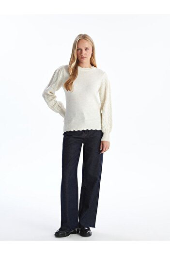 LC Waikiki Lcw Comfort Crew Neck Self Patterned Women's Knitwear Sweater