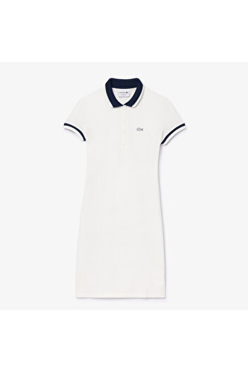 Lacoste Kadın Straight Fit Beyaz Elbise