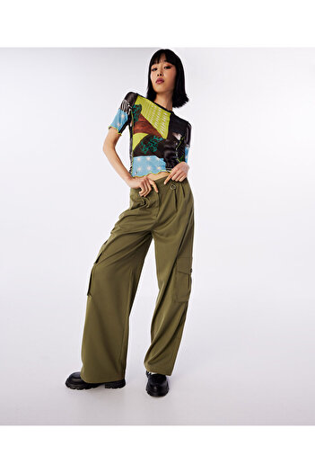 Twist Cargo Pants with Metal Accessories