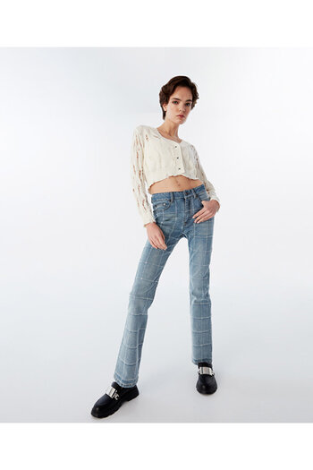 Twist Contrast stitching jeans