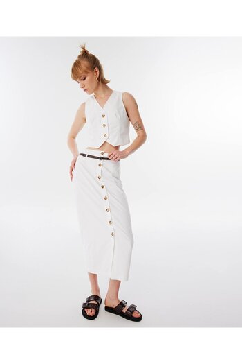 Twist Midi Length Belted Skirt