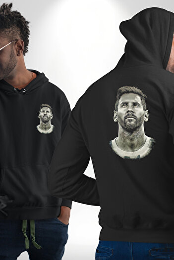 Angemiel Messi Sports Football Heroblack Hooded Pocket Back Printed Sweatshirt Women Men Unisex