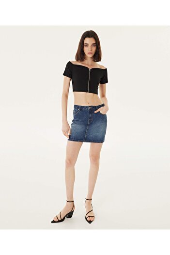 Twist Hotfix printed jeans skirt