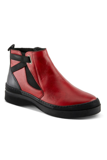 İNZE AYAKKABI Red & Black Genuine Leather Boots - Model Name: Lal