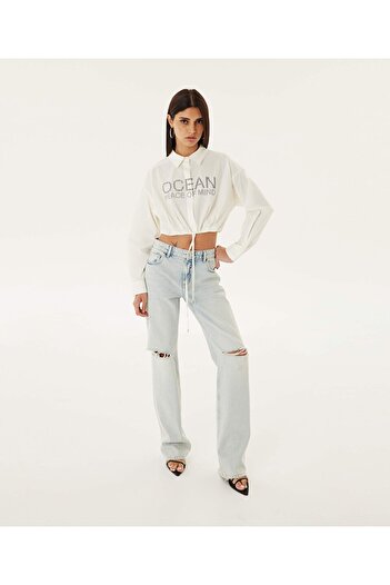 Twist Printed poplin shirt