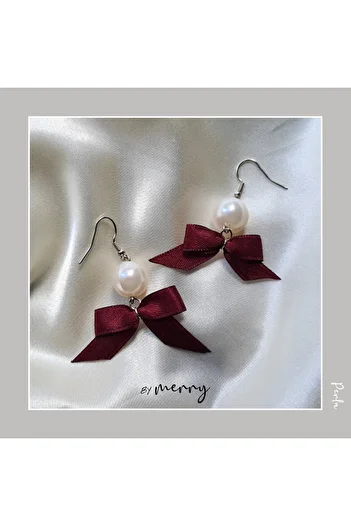 by Merry Silver Color Korean Style Bow Earrings - Lolita and Pearl Earrings