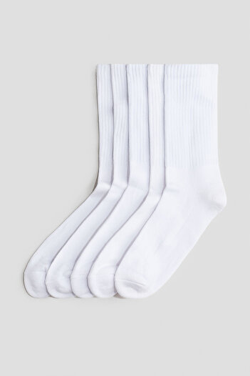 MEM SOCKS Чифт от 5 безшевни плетени тенис чорапи с дебела подметка и еластична яка