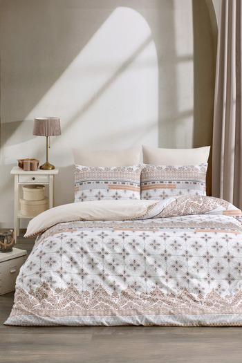 TABEA HOME Soft Dreams Series - Sapphire Double Duvet Cover Set, Cotton Pattern and Elastic
