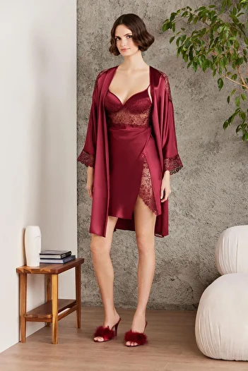 Pierre Cardin Set de pijamale cămașă de noapte din satin Set de pantaloni scurți Set de zestre de mireasă 6 piese - 6000