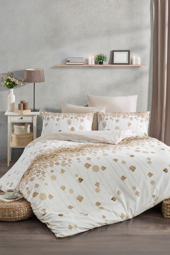 TABEA HOME Soft Dreams Floral Double Duvet Cover Set - Cotton Pattern, with Elastic Sheets