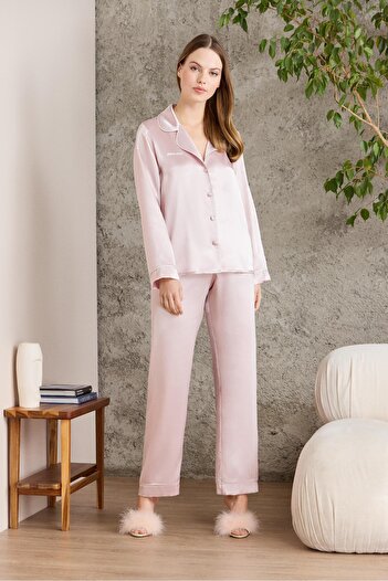Pierre Cardin Saten Biyeli Pijama Takımı - 1200