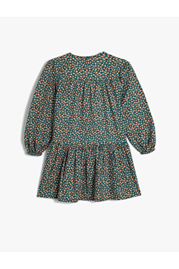Koton Baby-Kragen-Langarm-Baumwoll-Blumenkleid