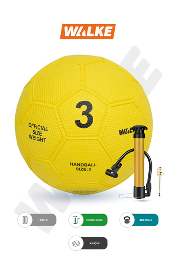Walke Premium Size 3 Rubber Handball Ball with Pump Gift