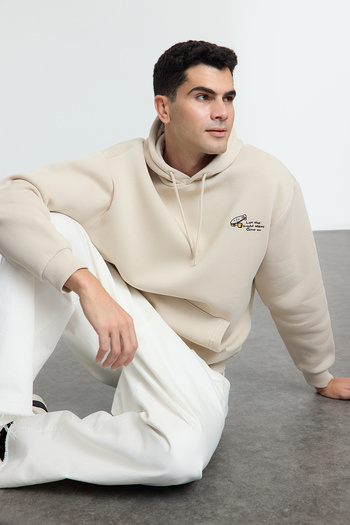 Trendyol Collection Κεντημένο φούτερ με κουκούλα φλις με κουκούλα - TMNAW25SW00016