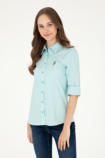 U.S. Polo Assn. Cămașă de bază cu mânecă lungă Mint pentru femei 50283987 -VR090