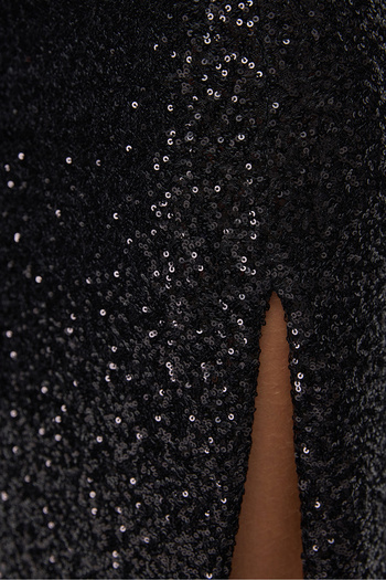No Matter What Sequined Deep Slit High Waist Skirt