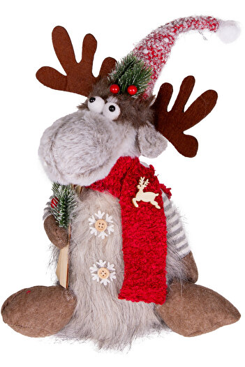 Herdekora Christmas Ornament Sitting Deer Lighted Musical and Movable 18X13X41 Cm.