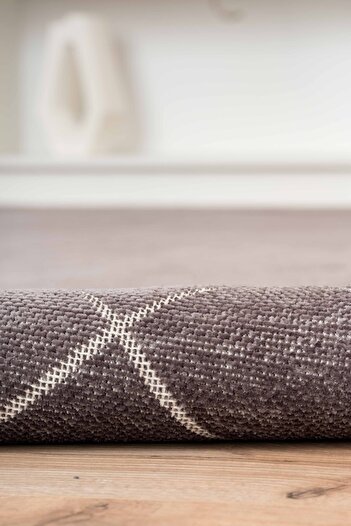 Lorente Home Mia Anthracite Viscose Carpet - Non-Slip Base, Washable Kitchen Carpet 1405