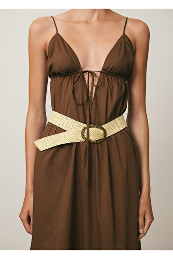 MANGO Woman Natural Fiber Buckle Belt