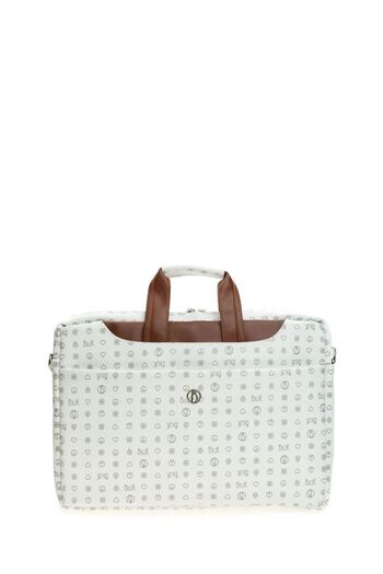 Bilik Deri Монограмна бяла-кафява унисекс чанта за лаптоп и документи BRIEFCASE-MN