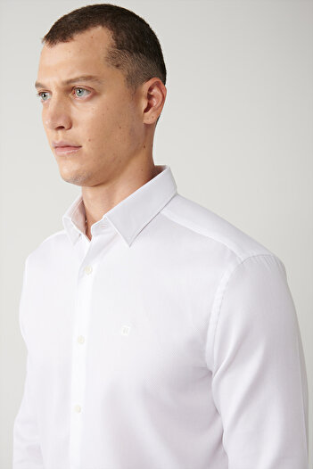Avva Чоловіча біла класична сорочка зі 100% бавовни, з армурою, slim fit, A41Y2033