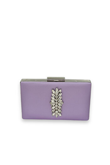Wedding Fashion Lilac Color Anti-Scratch Satin Silver Stone Evening Bag Wedding Engagement Bag