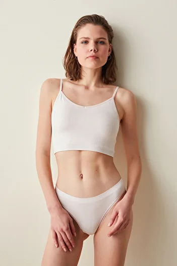 Penti Light Beige Seamless Seamless Pointel Thong Panties