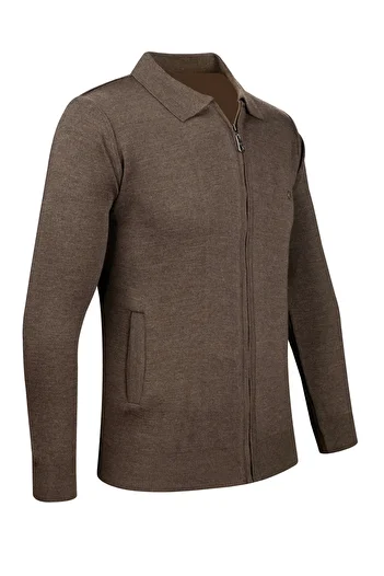 Çizgi Triko Stripe Knitwear Men's Knitwear Jacket Zippered Pocket Detailed Patterned Steel Knit Classic Fit -4241K