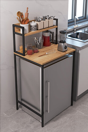 moniev Mini Buzdolabı Üstü Düzenleyici Fırın Üstü Raf Buzdolabı Organizer Raflı Çamaşır Makinası Organizer