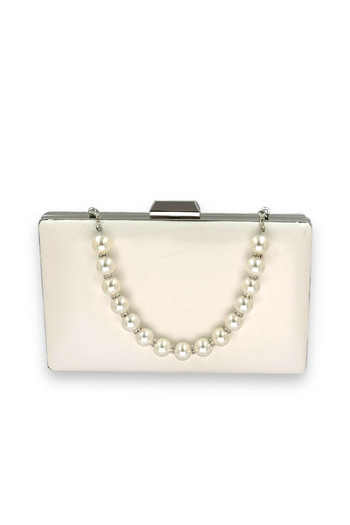 Wedding Fashion Mother of Pearl Ecru Pearl Handle Wrinkled Patent Leather Evening Dress Night Graduation Prom Henna Bag
