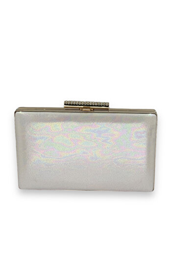 Wedding Fashion Ecru Seden Shiny Satin - Imported Plated Evening Dress Bag, Henna Wedding Engagement Evening Bag