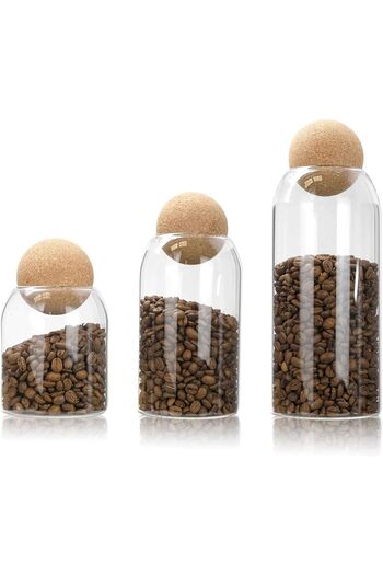 MIBRU Coffee beans container glass bottle set of 3pcs