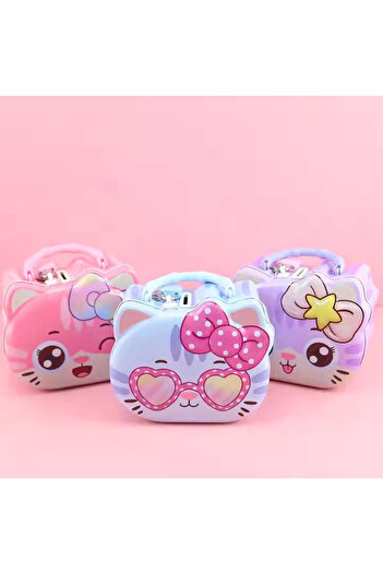 hediyeofisi Cute Cat Locked Piggy Bank