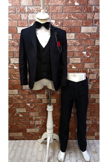 HAYTA 1 Year Old - 14 Year Old Black Children's Set - Dress, Vest and Shirt Set