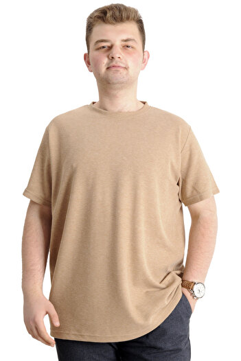 ModeXL Mode Xl Large Size Men's T-shirt Crew Neck Waffle 20033 Beige