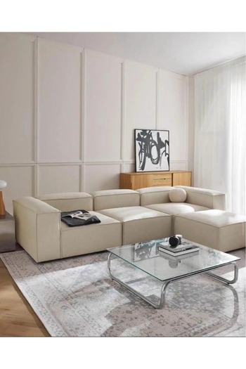 EDSY HOME Mira Relax 4 Modül Köşe Koltuk Krem Keten Kumaş