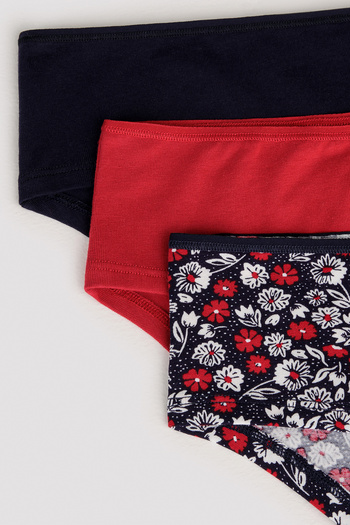Penti Poppy Flower Pachet de 3 chiloți multicolori hipster