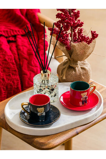 LC Waikiki Lcw Home Red Teddy Bear Printed 2-Person Porcelain Coffee Cup Set 110 ml