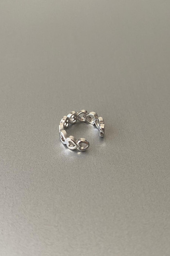Jaida Moda Unisex Horizontal Heart Patterned Steel Cartilage - Compression Non-Perforated Earrings Ear Cuff