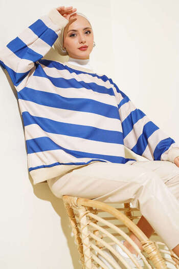 VOLT CLOTHİNG Women's Horizontal Striped Oversize Tunic