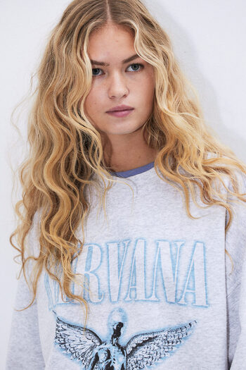 H&M Baskılı Oversize Sweatshirt