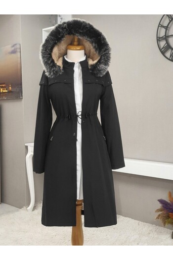 HİJABAYA Dislocation Hooded Star Metal Detailed Coat