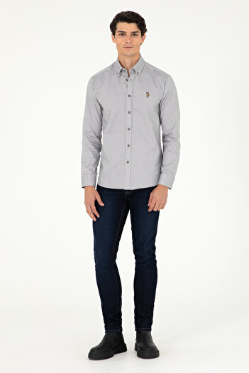 U.S. Polo Assn. Erkek Gri Uzun Kollu Basic Gömlek 50293847-VR024